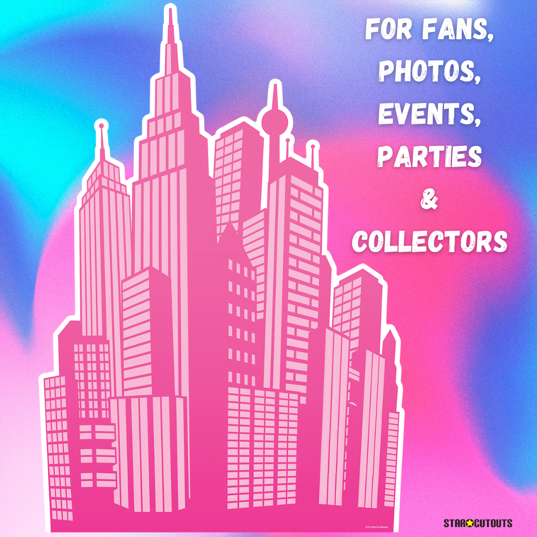 SC4319 Pink City silhouette Cardboard Cut Out Height 133cm - mycardboardcutout