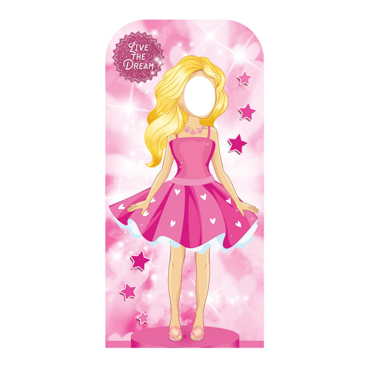 SC4320 Pink Doll Stand In Cardboard Cut Out Height 193cm - mycardboardcutout