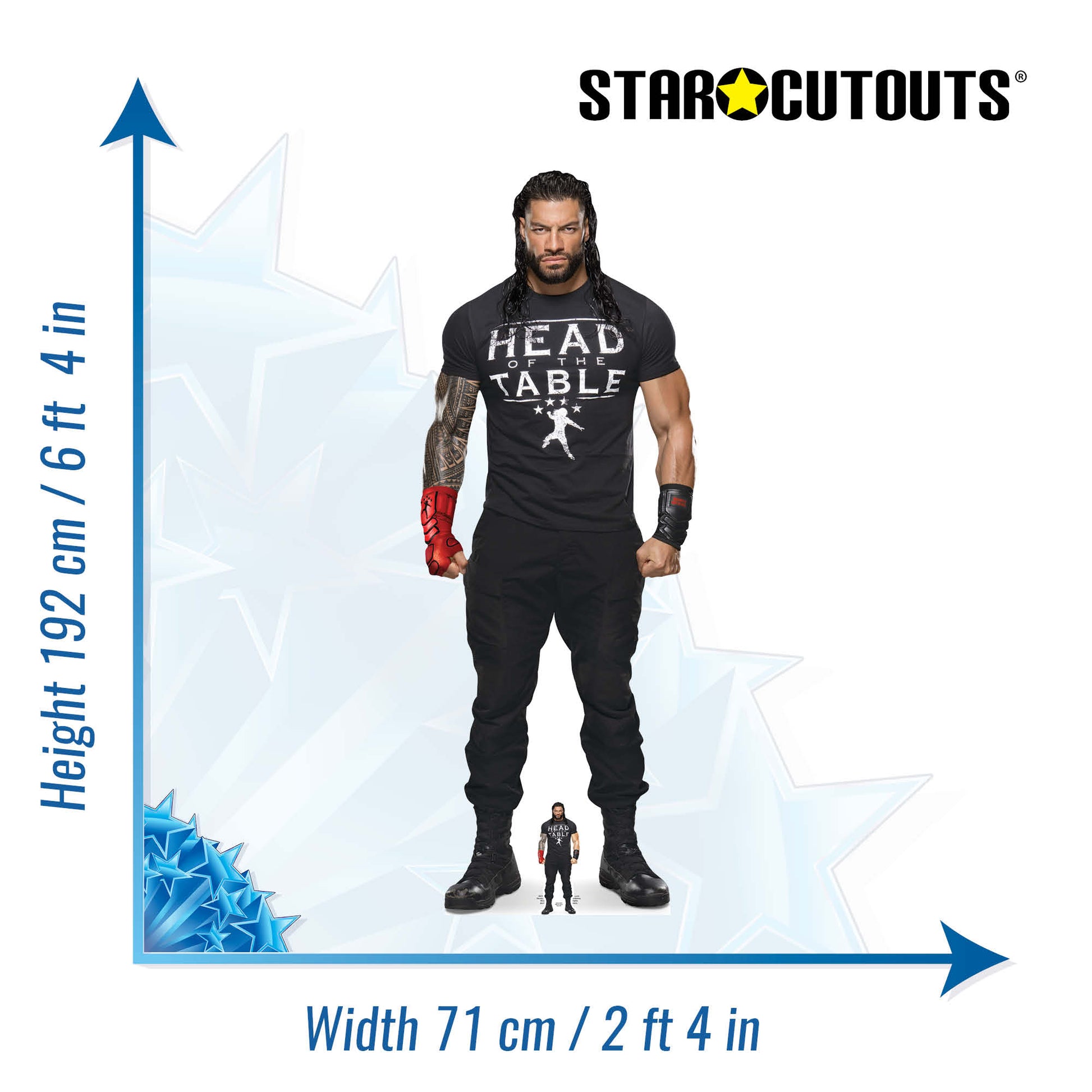 SC4326 Roman Reigns Head Table WWE Cardboard Cut Out Height 192cm - mycardboardcutout