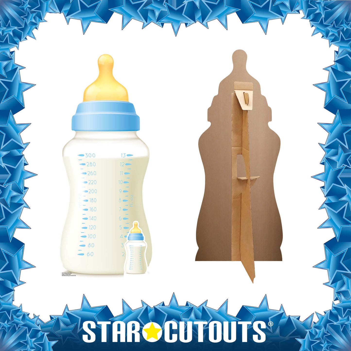 SC4358 Baby Bottle Blue Star Mini Cardboard Cut Out Height 91cm - mycardboardcutout
