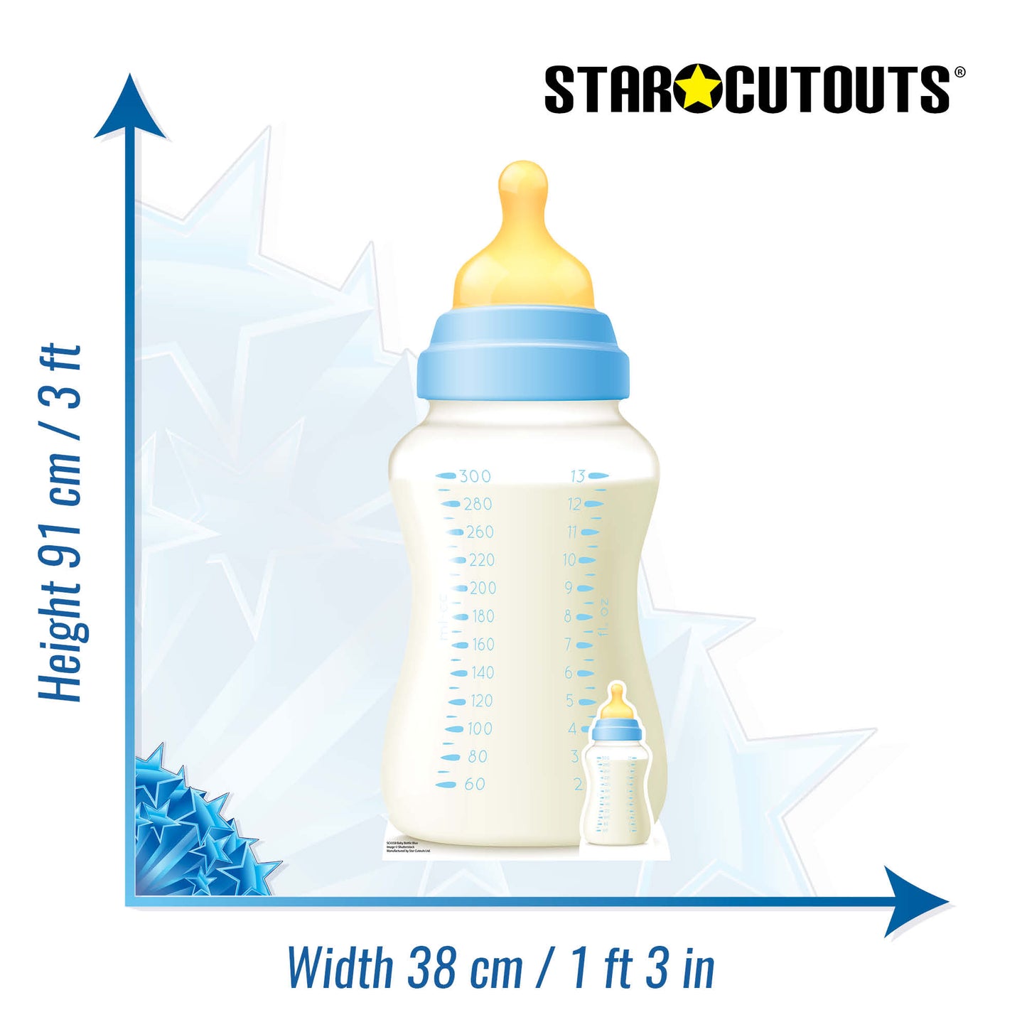 SC4358 Baby Bottle Blue Star Mini Cardboard Cut Out Height 91cm
