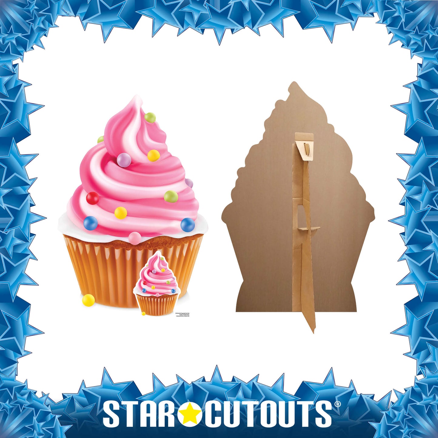 SC4359 Pink Cupcake Swirl Star Mini Cardboard Cut Out Height 84cm - mycardboardcutout
