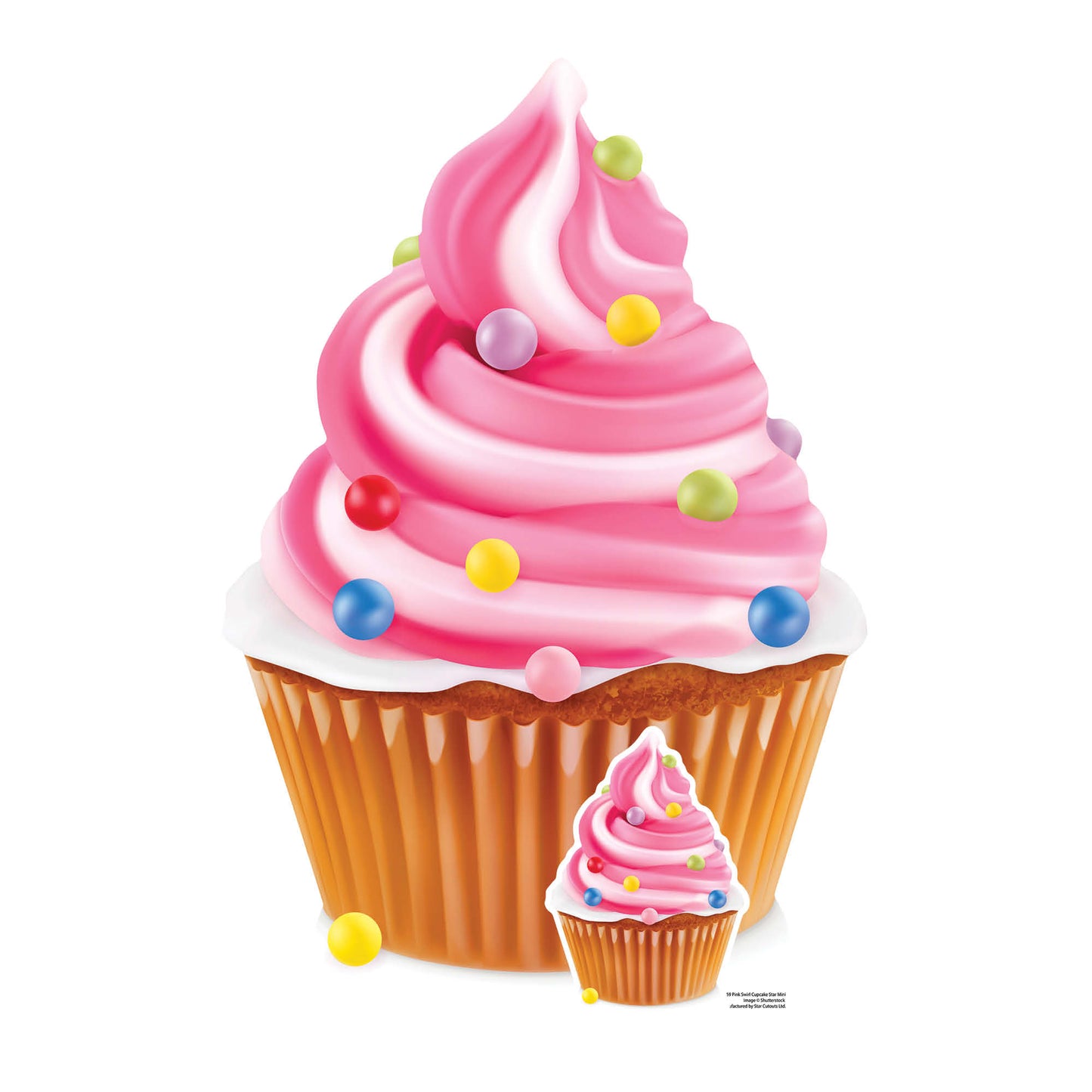 SC4359 Pink Cupcake Swirl Star Mini Cardboard Cut Out Height 84cm - mycardboardcutout