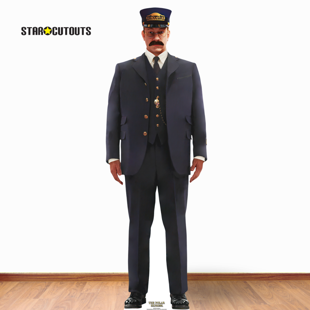 SC4379 Conductor Polar Express Cardboard Cut Out Height 184cm - mycardboardcutout