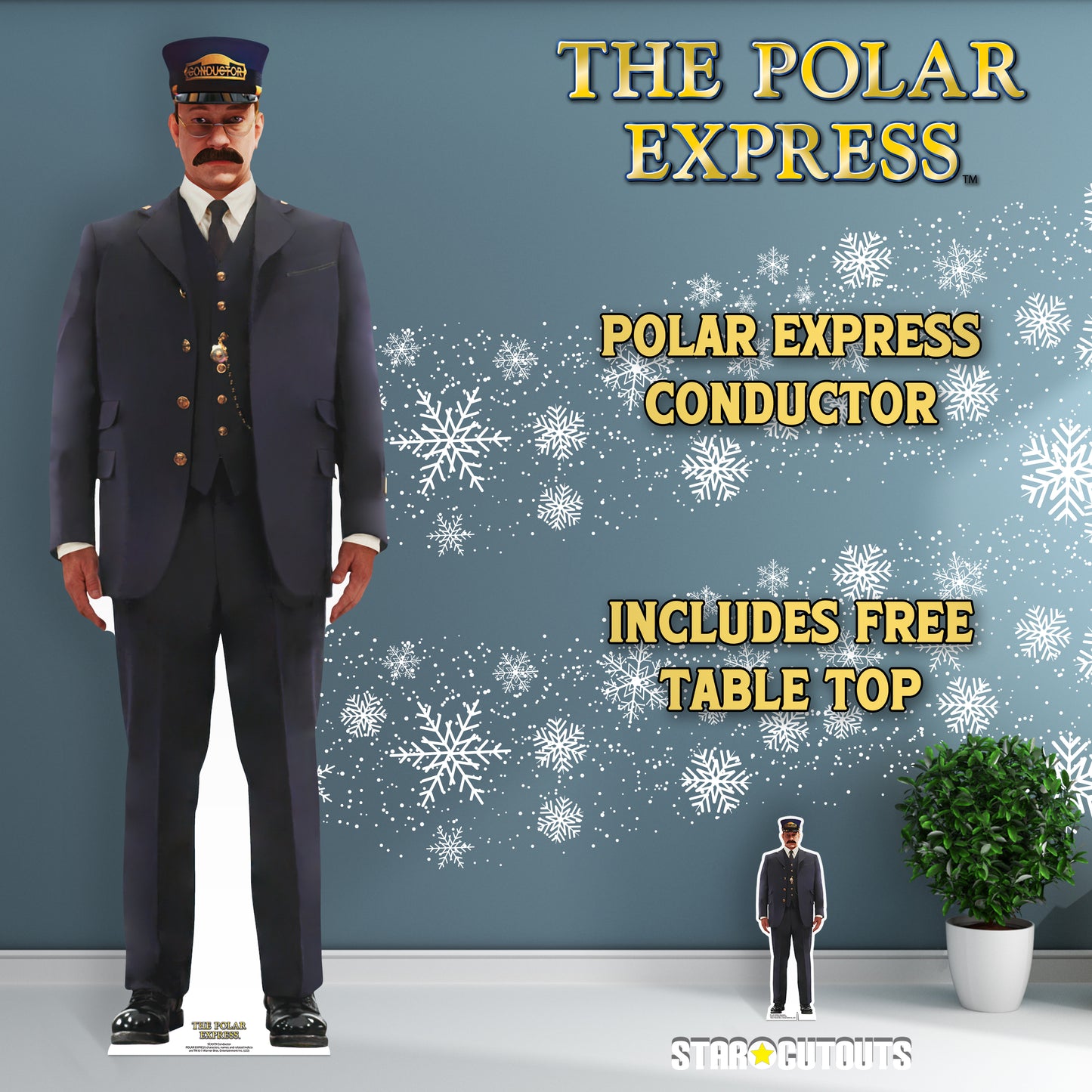 SC4379 Conductor Polar Express Cardboard Cut Out Height 184cm - mycardboardcutout