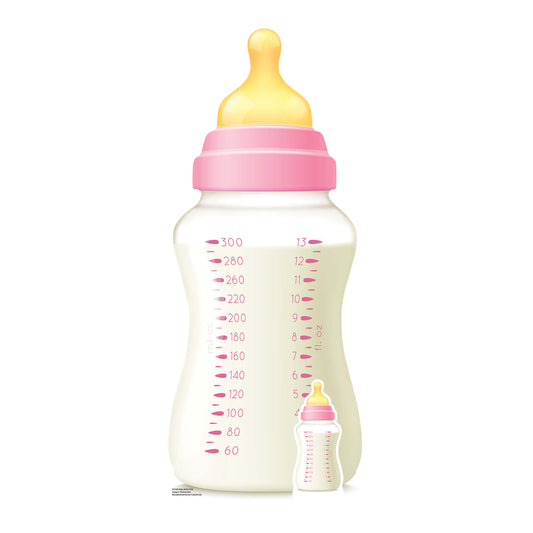 SC4395 Baby Bottle Pink Star Mini Cardboard Cut Out Height 91cm - mycardboardcutout