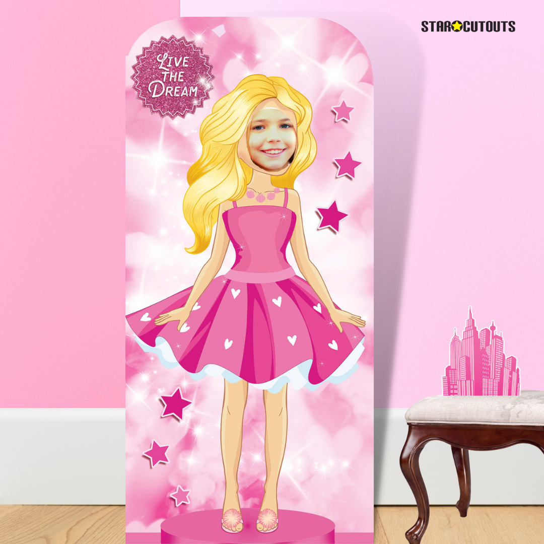 SC4320 Pink Doll Stand In Cardboard Cut Out Height 193cm - mycardboardcutout