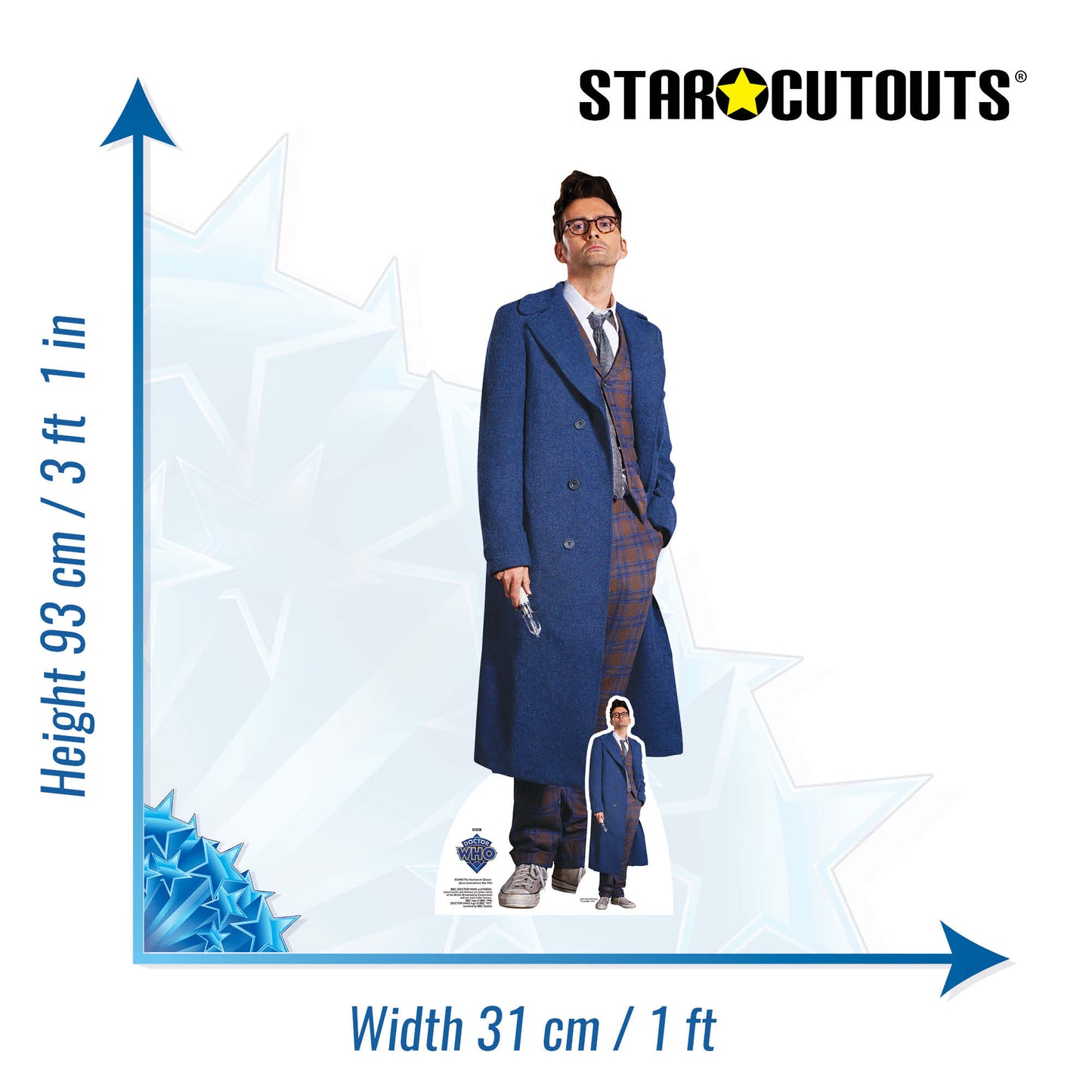 SC4403 14th Doctor Who Sonic Screwdriver David Tennant  Star Mini Cardboard Cut Out Height 93cm