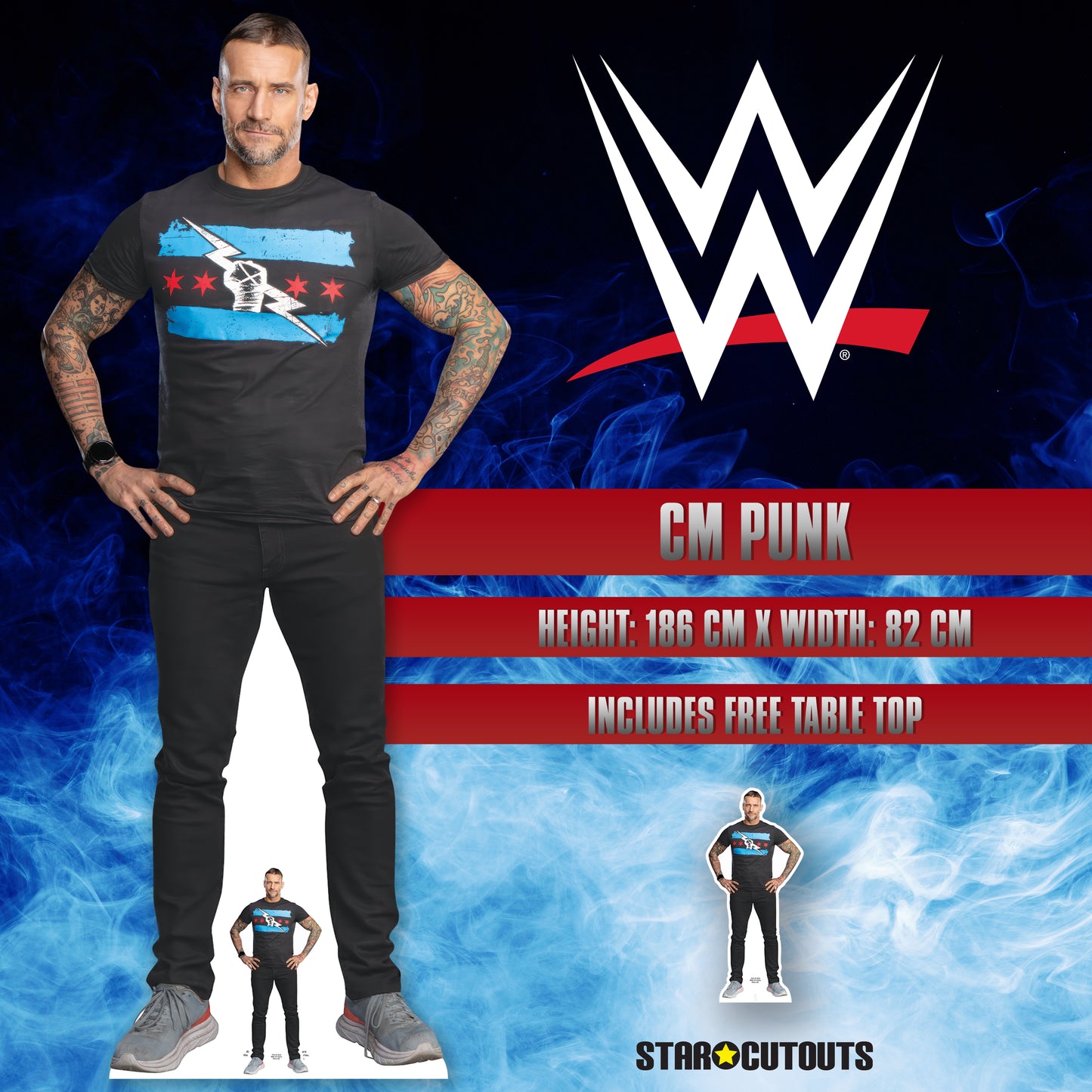 SC4406 CM Punk WWE Cardboard Cut Out Height 186cm