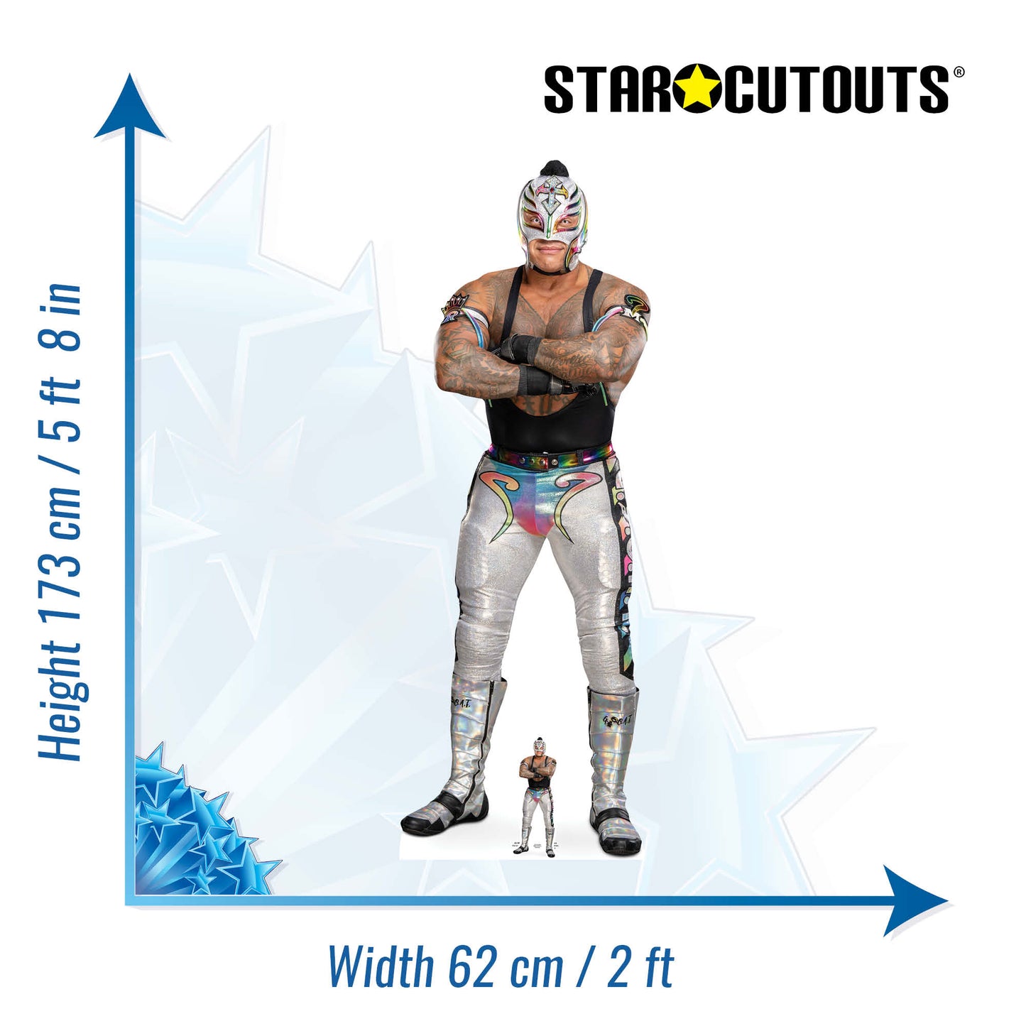 SC4430 Rey Mysterio Silver Cardboard Cut Out Height 173cm