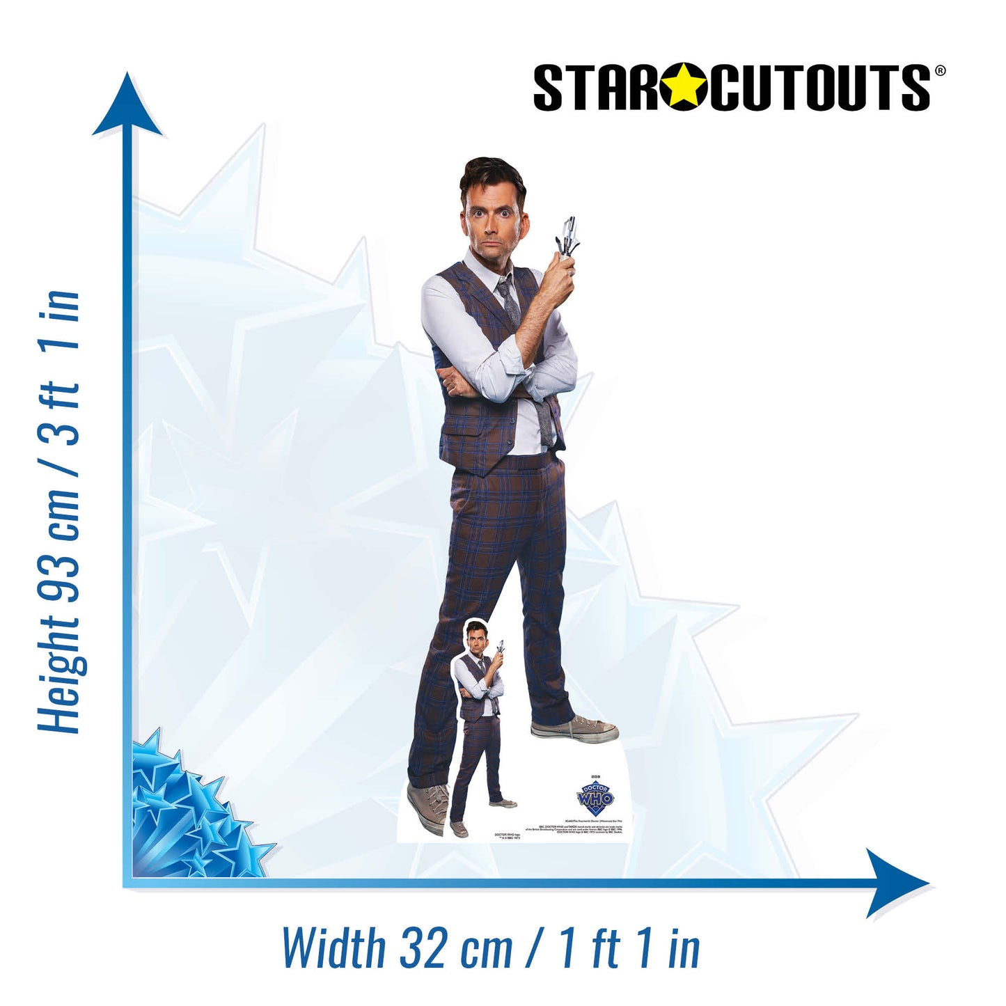 SC4433 14th Doctor Who Waistcoat Star Mini David Tennant Cardboard Cut Out Height 93cm - mycardboardcutout
