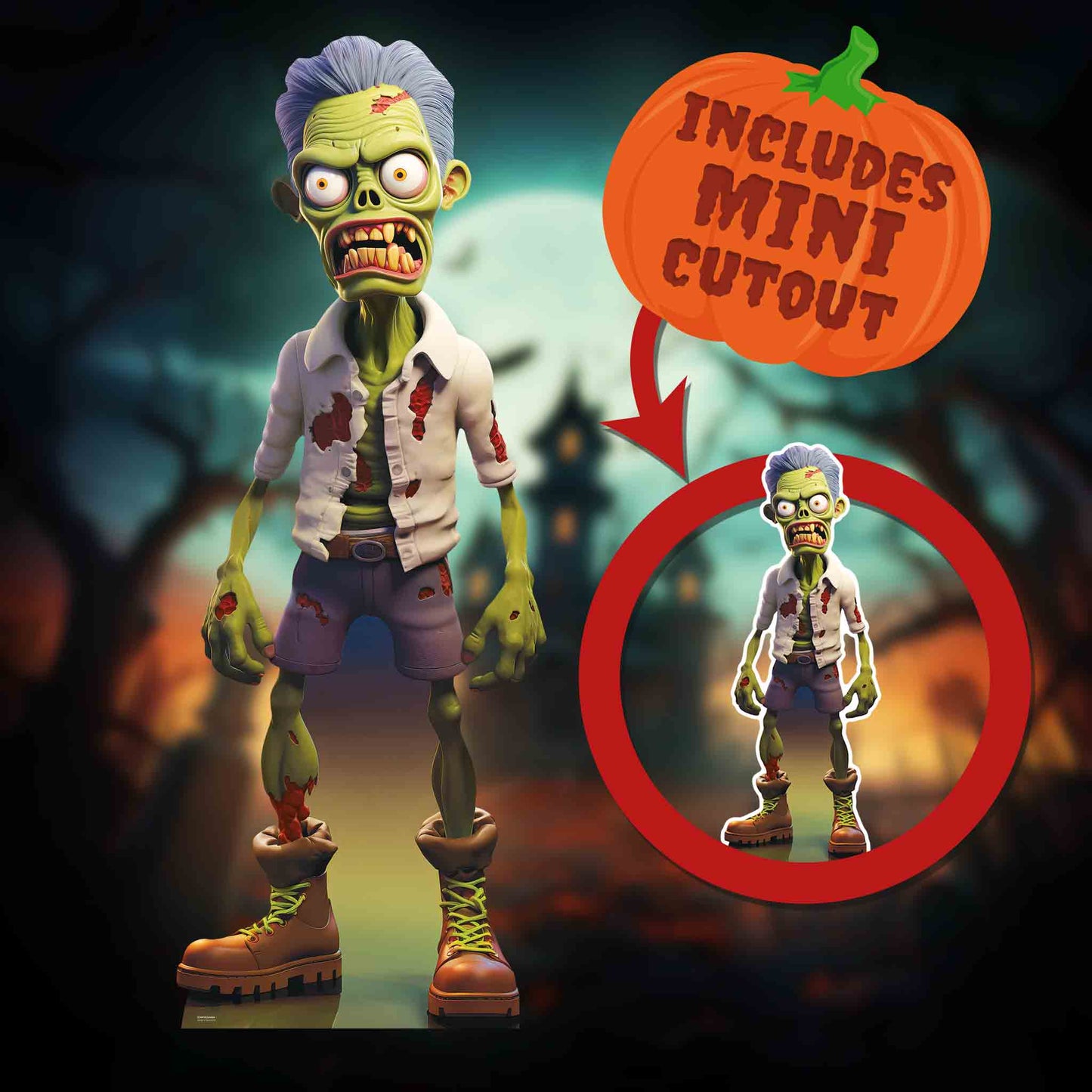 SC4478 Cartoon Zombie Cardboard Cut Out Height 183cm - mycardboardcutout