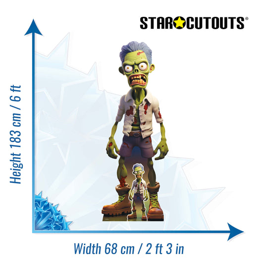 SC4478 Cartoon Zombie Cardboard Cut Out Height 183cm - mycardboardcutout