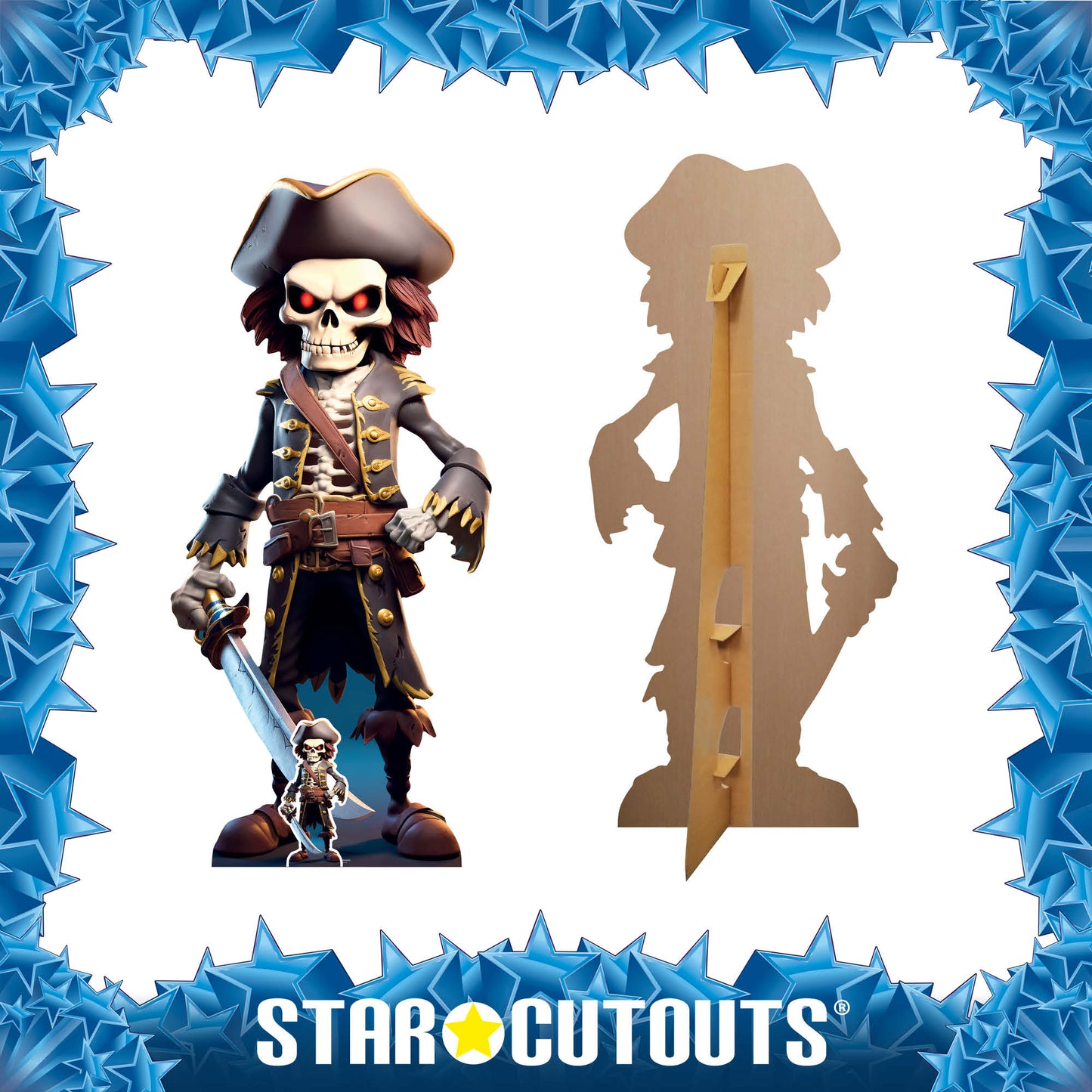SC4479 Pirate Skeleton Cartoon Cardboard Cut Out Height 164cm - mycardboardcutout