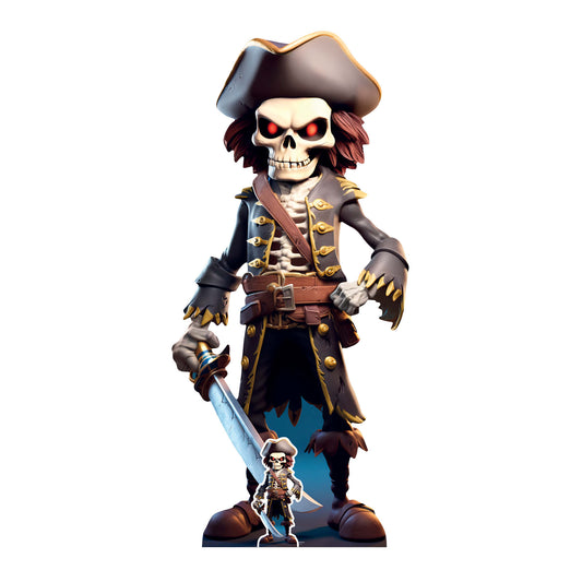 SC4479 Pirate Skeleton Cartoon Cardboard Cut Out Height 164cm - mycardboardcutout