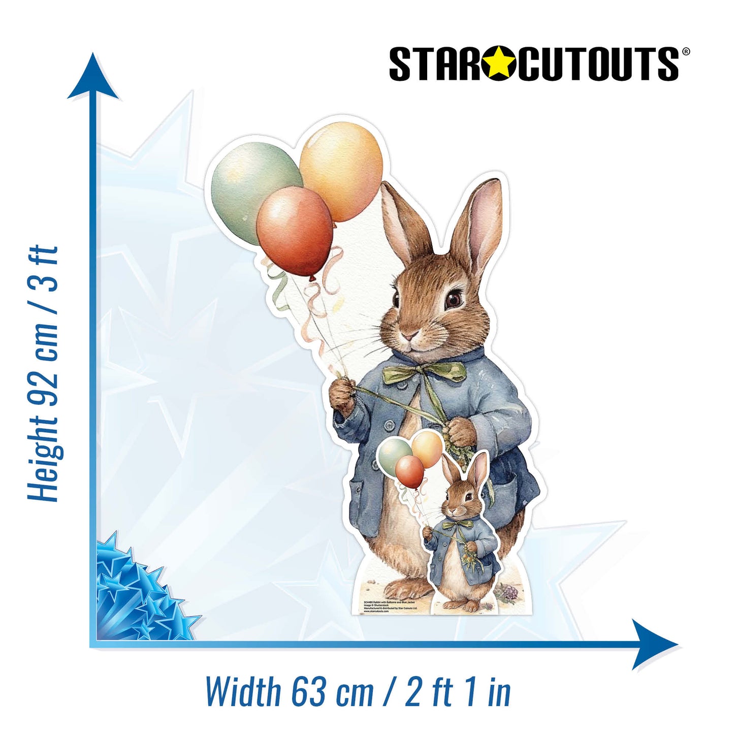 SC4480 Rabbit with Balloons Cardboard Cut Out Height 92cm