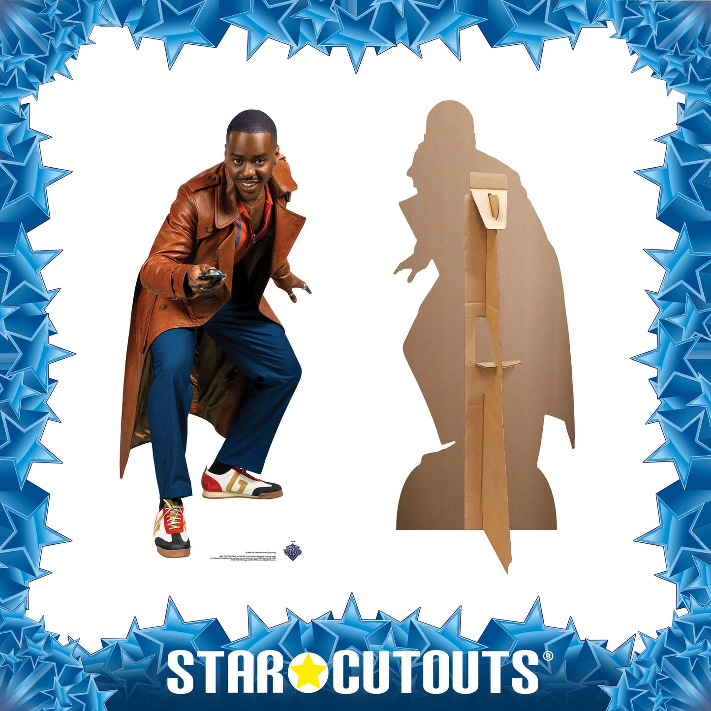 SC4492 Mini Ncuti Gatwa as The Fifteenth Doctor - Doctor Who - Posing with Sonic Screwdriver Cardboard Cut Out Height 91cm - mycardboardcutout