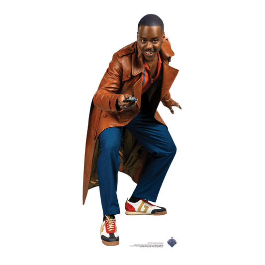 SC4492 Mini Ncuti Gatwa as The Fifteenth Doctor - Doctor Who - Posing with Sonic Screwdriver Cardboard Cut Out Height 91cm - mycardboardcutout