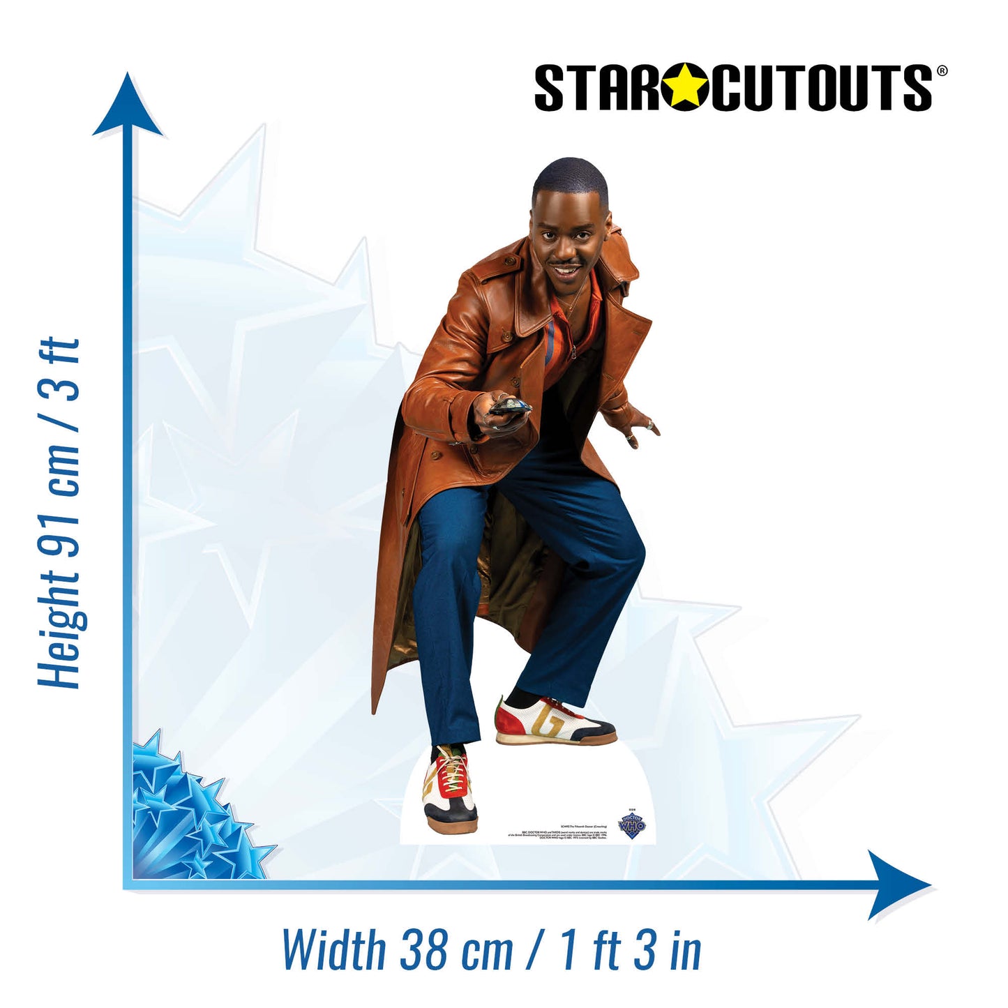 SC4492 Mini Ncuti Gatwa as The Fifteenth Doctor - Doctor Who - Posing with Sonic Screwdriver Cardboard Cut Out Height 91cm - mycardboardcutout