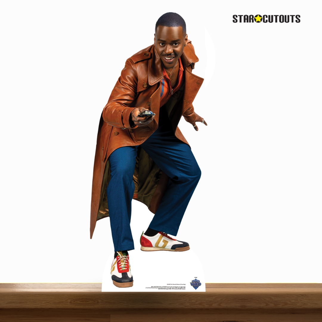 SC4492 Mini Ncuti Gatwa as The Fifteenth Doctor - Doctor Who - Posing with Sonic Screwdriver Cardboard Cut Out Height 91cm - mycardboardcutout