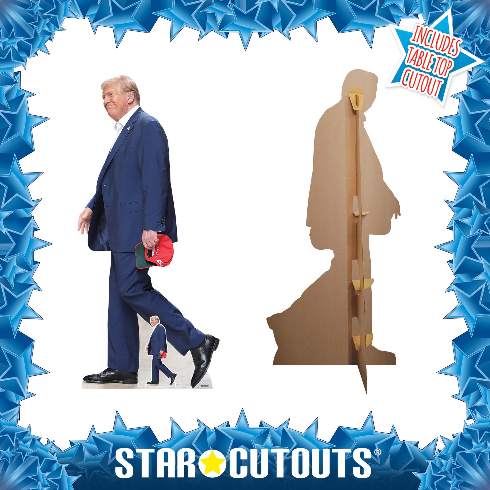 SC4510 Donald Trump Walks Cardboard Cut Out Height 197cm - mycardboardcutout