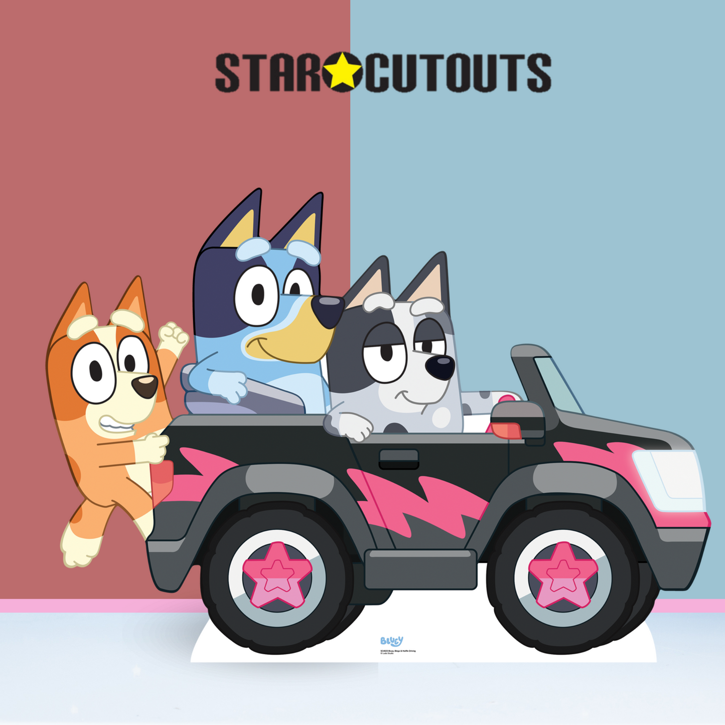 SC4533 Bluey Bingo and Muffin Driving Cardboard Cut Out Height 93cm