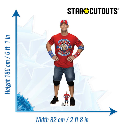 SC4551 John Cena Farewell Tour Red Shirt Cardboard Cut Out Height 186cm