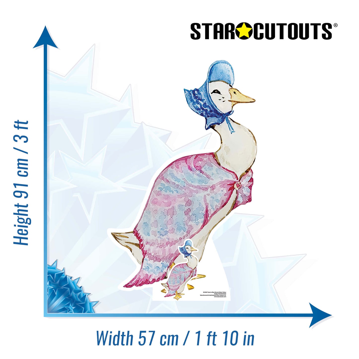 SC4567 Duck Blue Bonnet Cardboard Cut Out Height 91cm