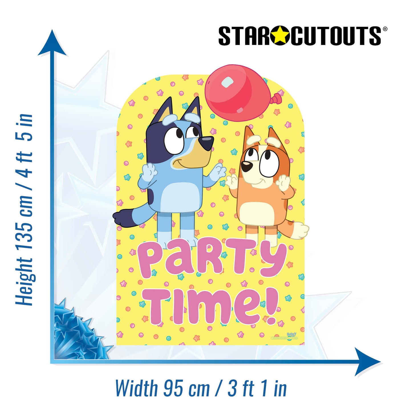 SC4570 Bluey Bingo Balloon Play Party Time Child Sized Backdrop Cardboard Cut Out Height 135cm