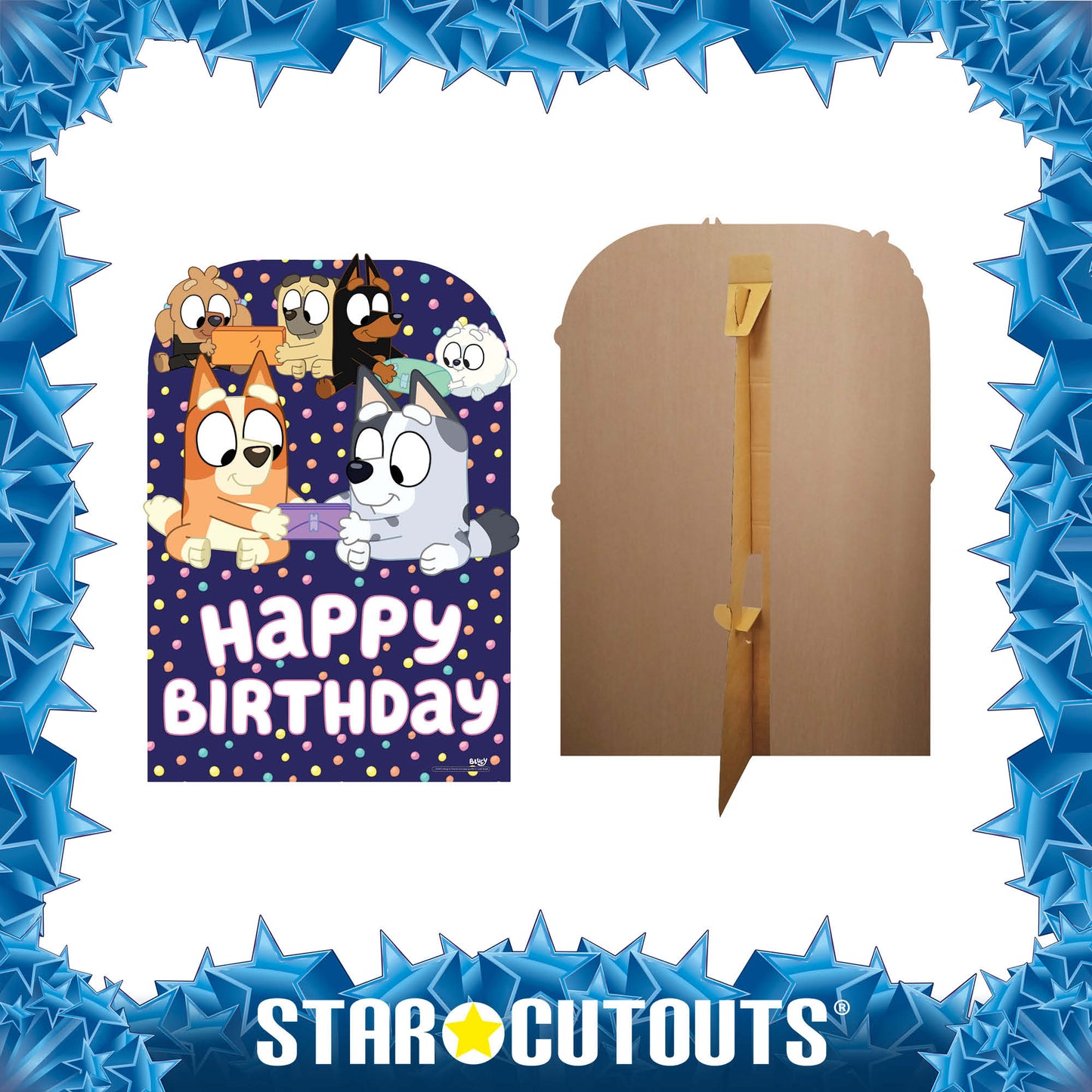 SC4571 Bluey and Friends Happy Birthday Child Sized Backdrop Cardboard Cut Out Height 132cm