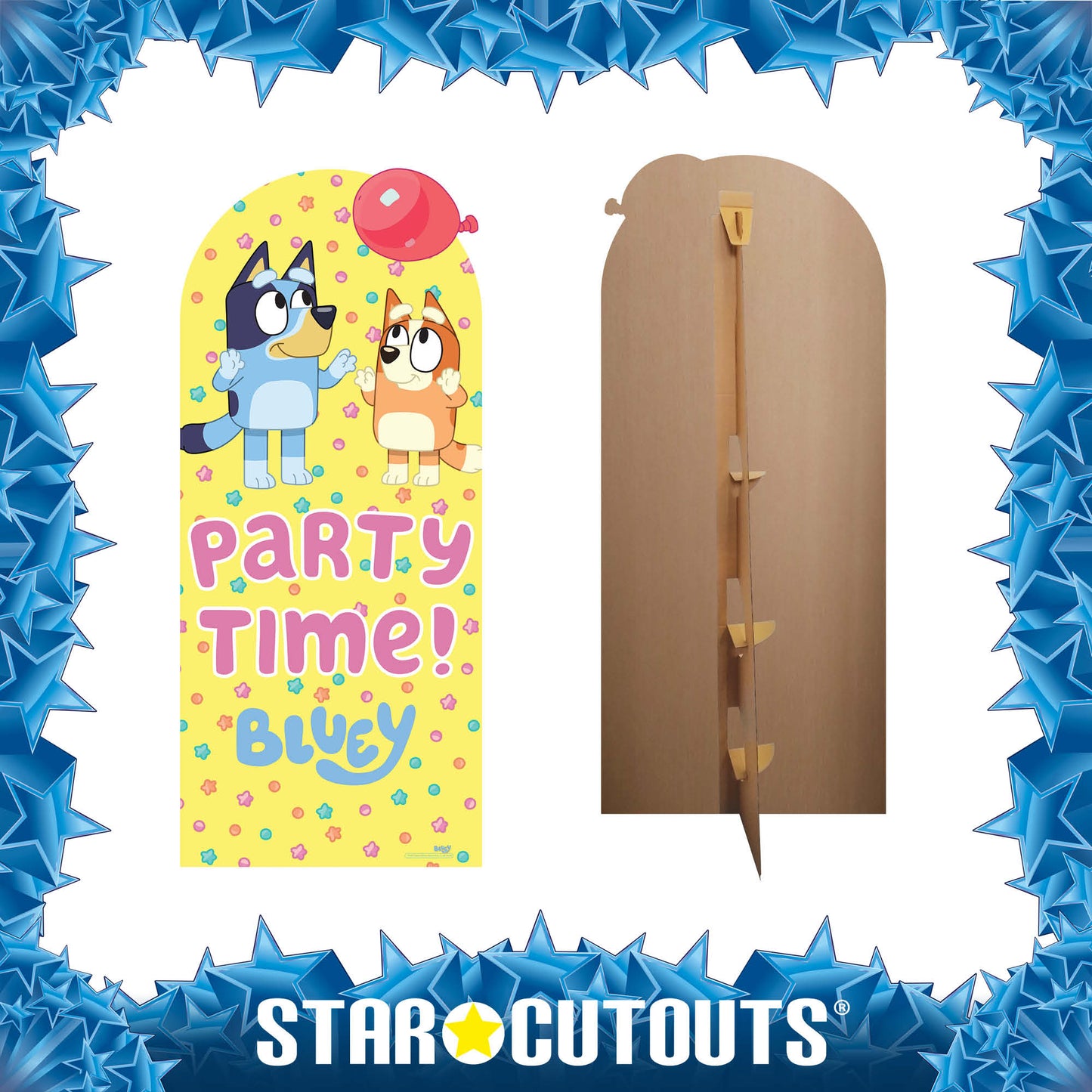 SC4573 Bluey and Bingo Balloon Party Time Large  Backdrop Cardboard Cut Out Height 185cm
