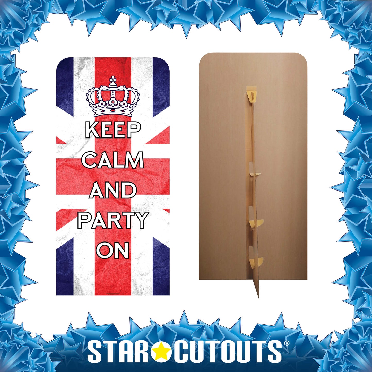 SC4622 Keep Calm & Party On Union Jack Backdrop Single Cardboard Cut Out Height 191cm