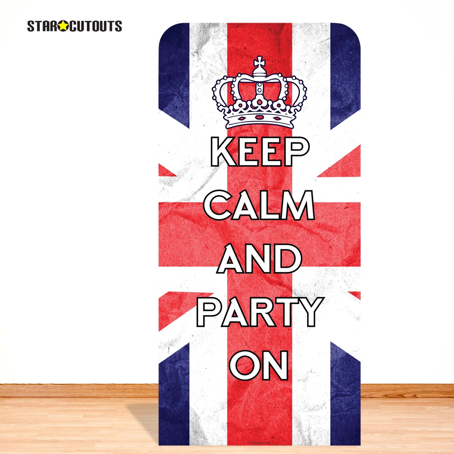 SC4622 Keep Calm & Party On Union Jack Backdrop Single Cardboard Cut Out Height 191cm
