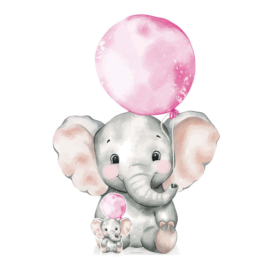 SC4633 Elephant with Pink Balloon Cardboard Cut Out Height 133cm