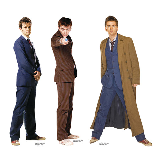 SC4643 Doctor Who David Tennant The Tenth Doctor Shelf Top Set of Three Cardboard Cut Out Height 31cm