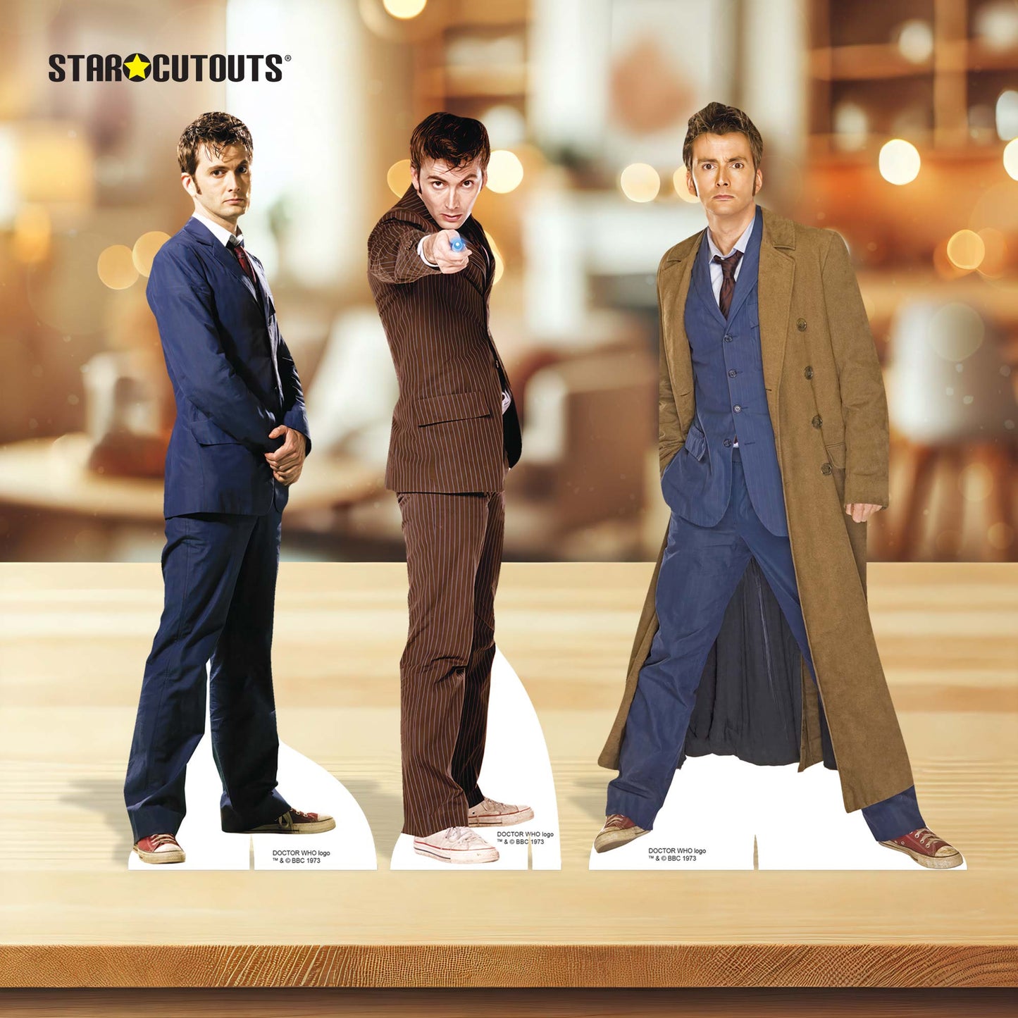 SC4643 Doctor Who David Tennant The Tenth Doctor Shelf Top Set of Three Cardboard Cut Out Height 31cm