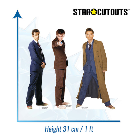 SC4643 Doctor Who David Tennant The Tenth Doctor Shelf Top Set of Three Cardboard Cut Out Height 31cm