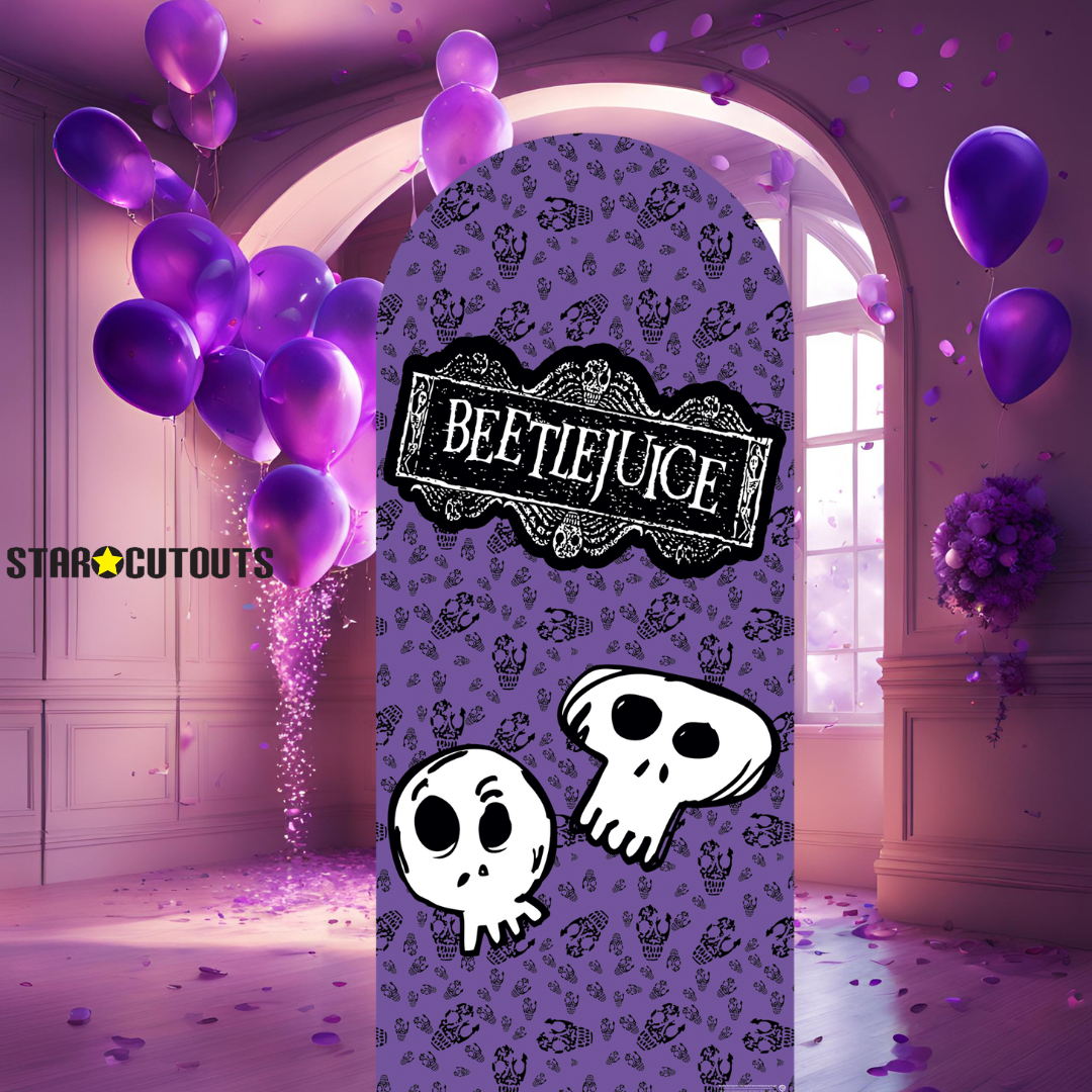 SC4662 Beetlejuice 1988 Purple Backdrop Cardboard Cut Out Height 185cm