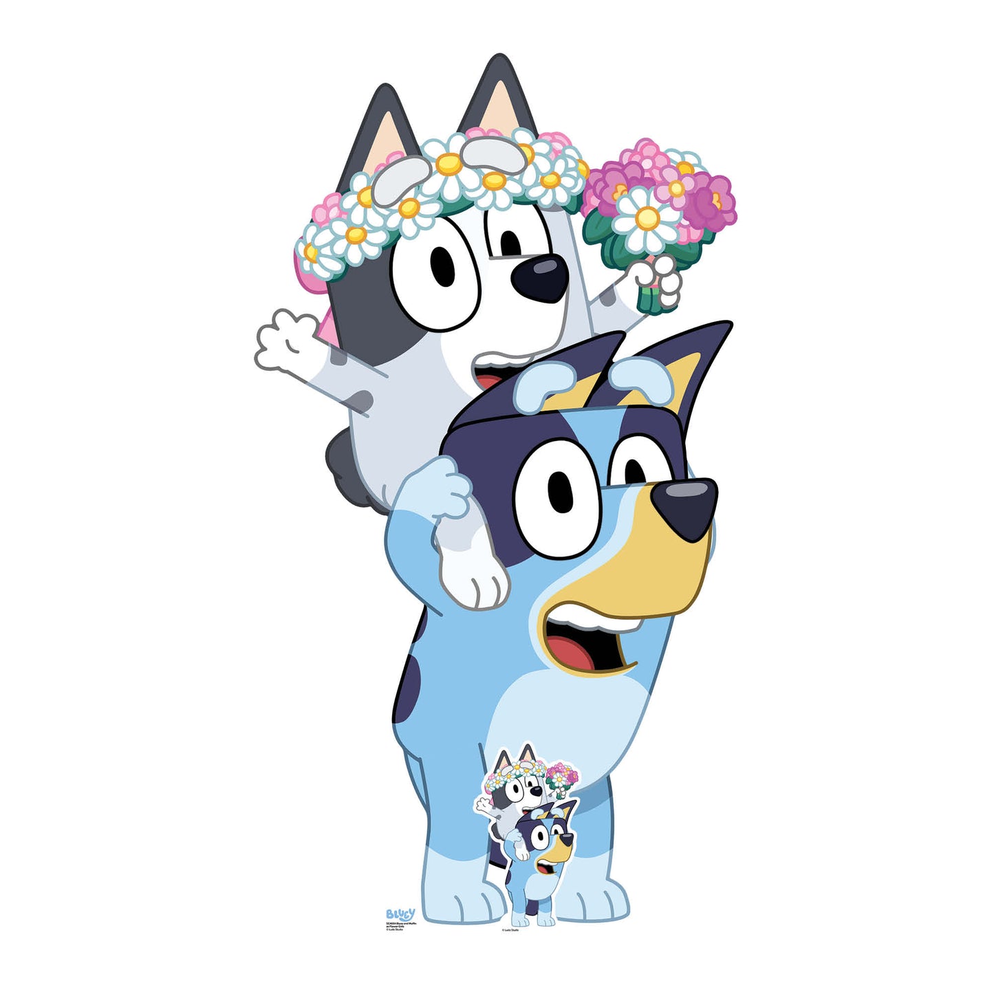 SC4664 Bluey and Muffin as Flower Girls Cardboard Cut Out Height 136cm