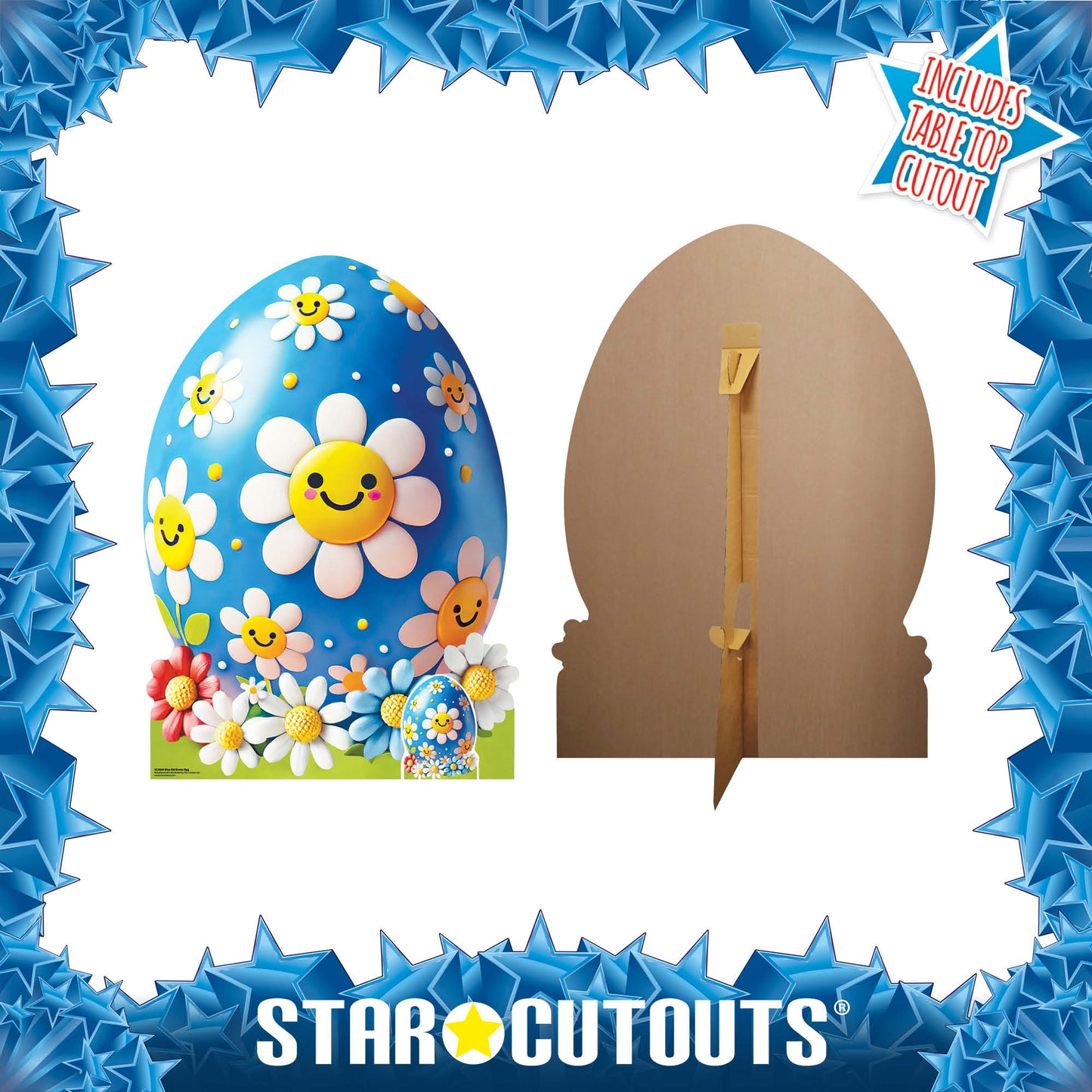 SC4684 Blue White Kid Easter Egg Cardboard Cut Out Height 130cm