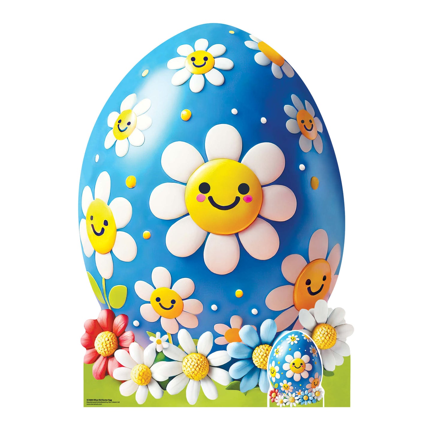 SC4684 Blue White Kid Easter Egg Cardboard Cut Out Height 130cm
