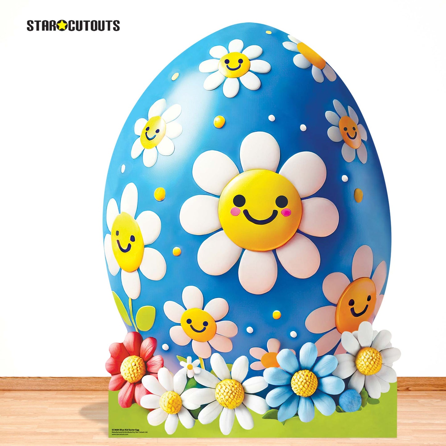 SC4684 Blue White Kid Easter Egg Cardboard Cut Out Height 130cm