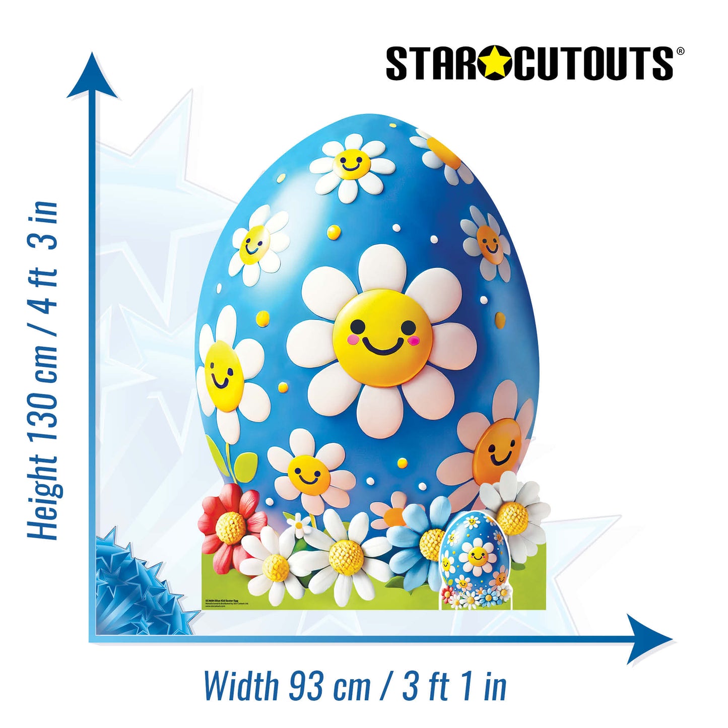 SC4684 Blue White Kid Easter Egg Cardboard Cut Out Height 130cm