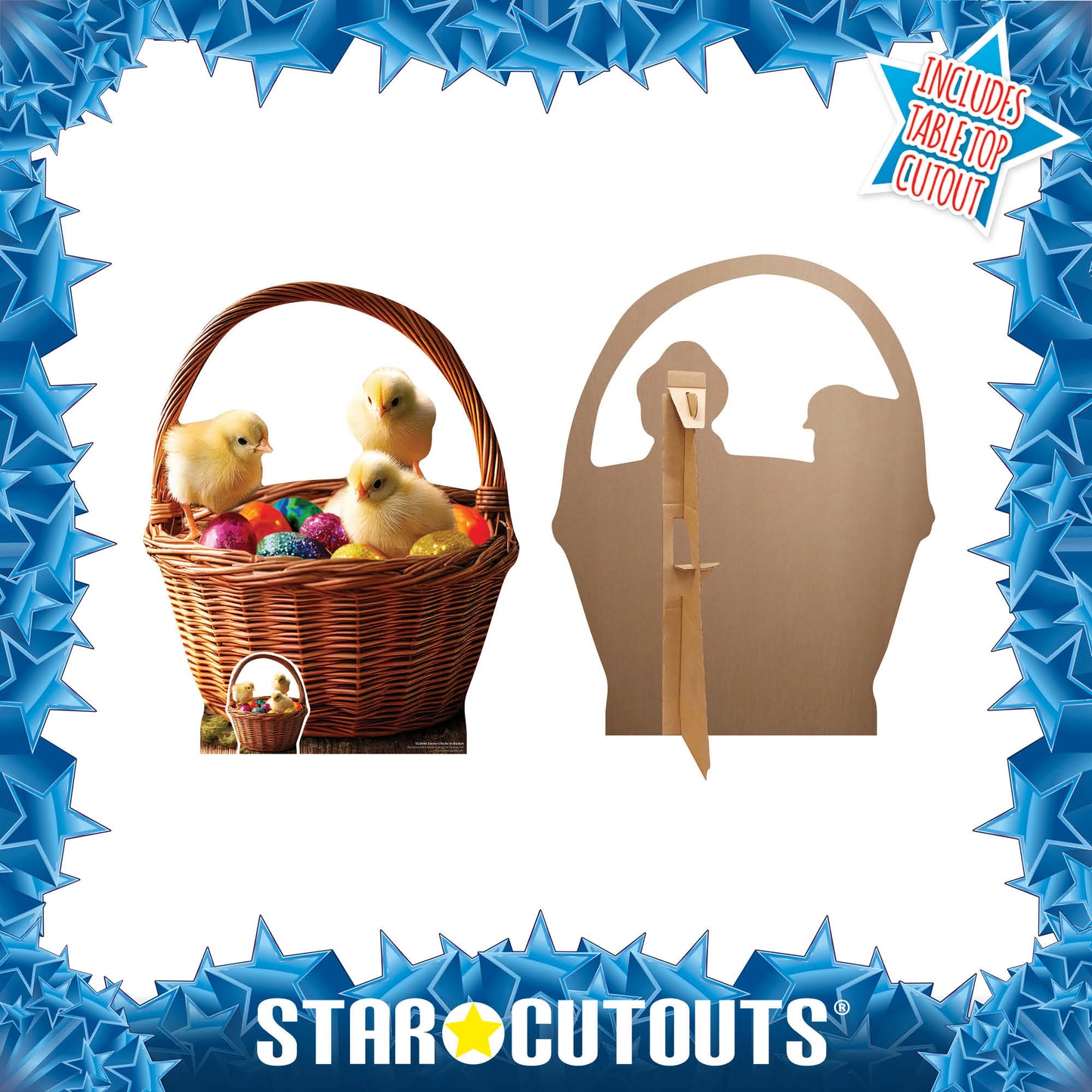 SC4686 Easter Chicks In Basket Cardboard Cut Out Height 94cm