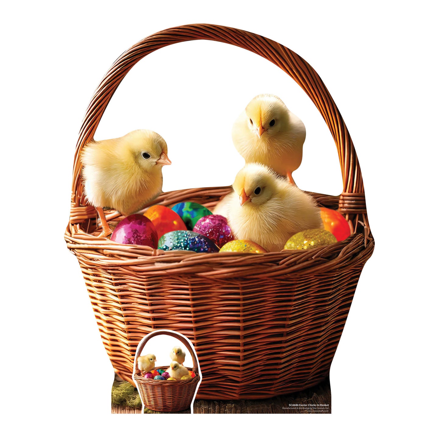 SC4686 Easter Chicks In Basket Cardboard Cut Out Height 94cm