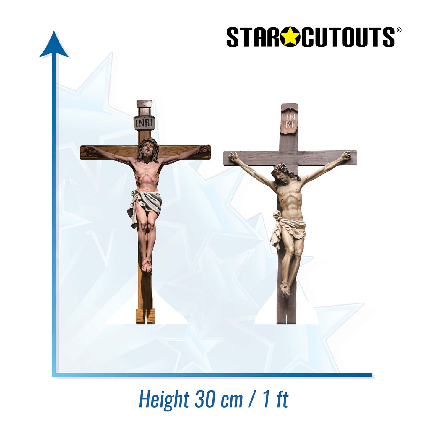 SC4688 Jesus Christ Crucifix Shelf Top Cutout Double Pack Cardboard Cut Out Height 30cm