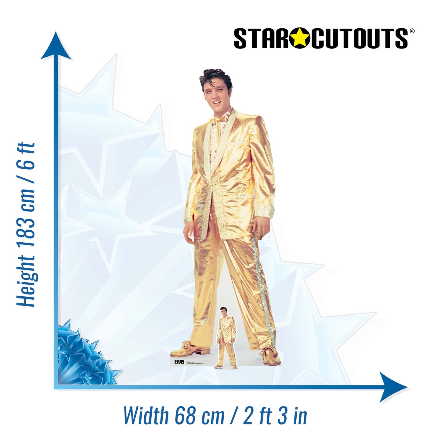 SC4714 Elvis Gold Lamé Suit Remastered Cardboard Cut Out Height 183cm