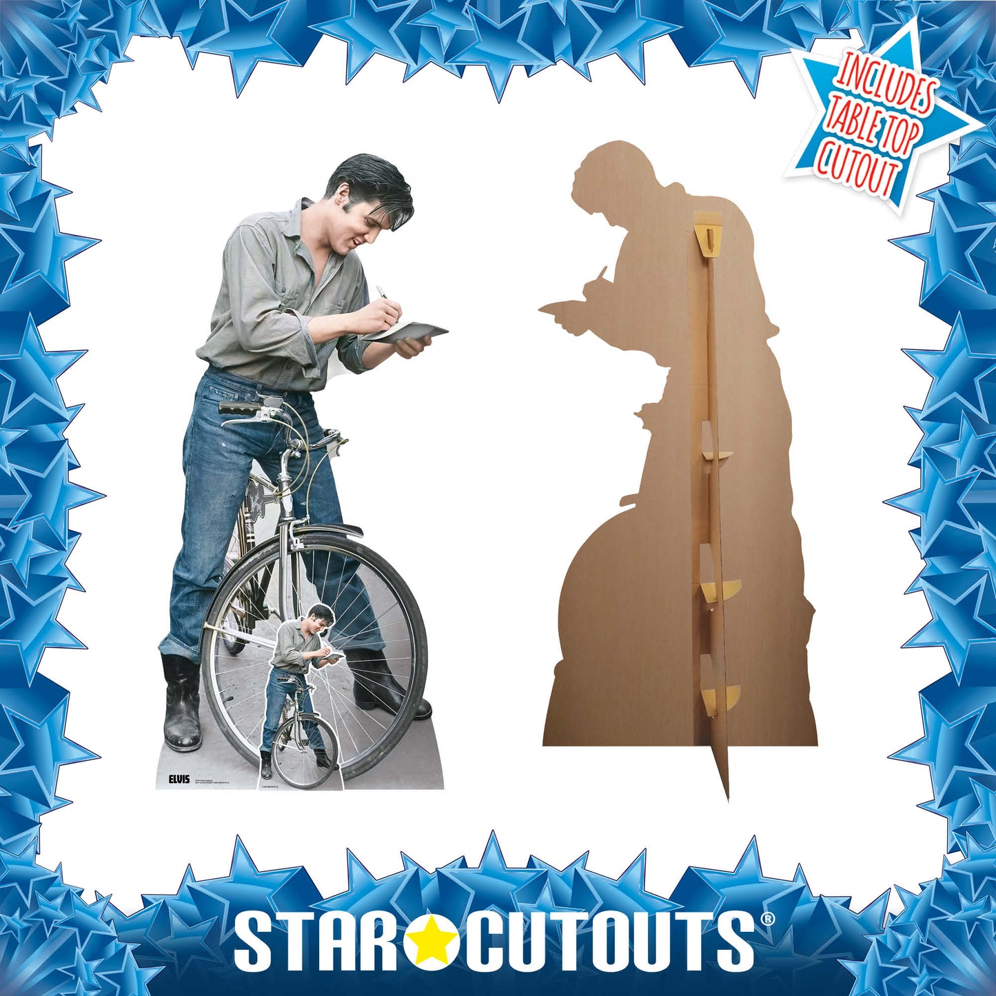 SC4716 Elvis Blue Jeans Autograph On Bike Cardboard Cut Out Height 183cm