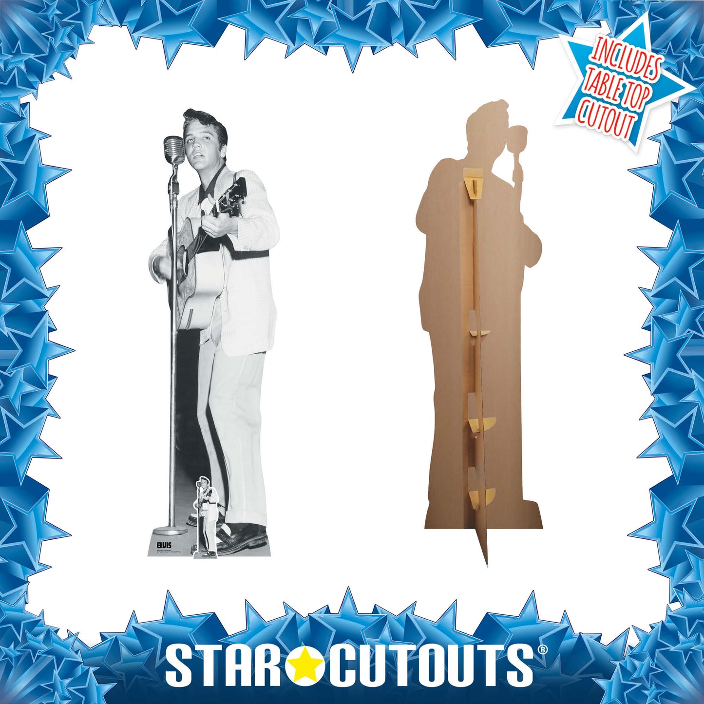 SC4718 Elvis Presley Black & White on Stage Guitar Cardboard Cut Out Height 184cm