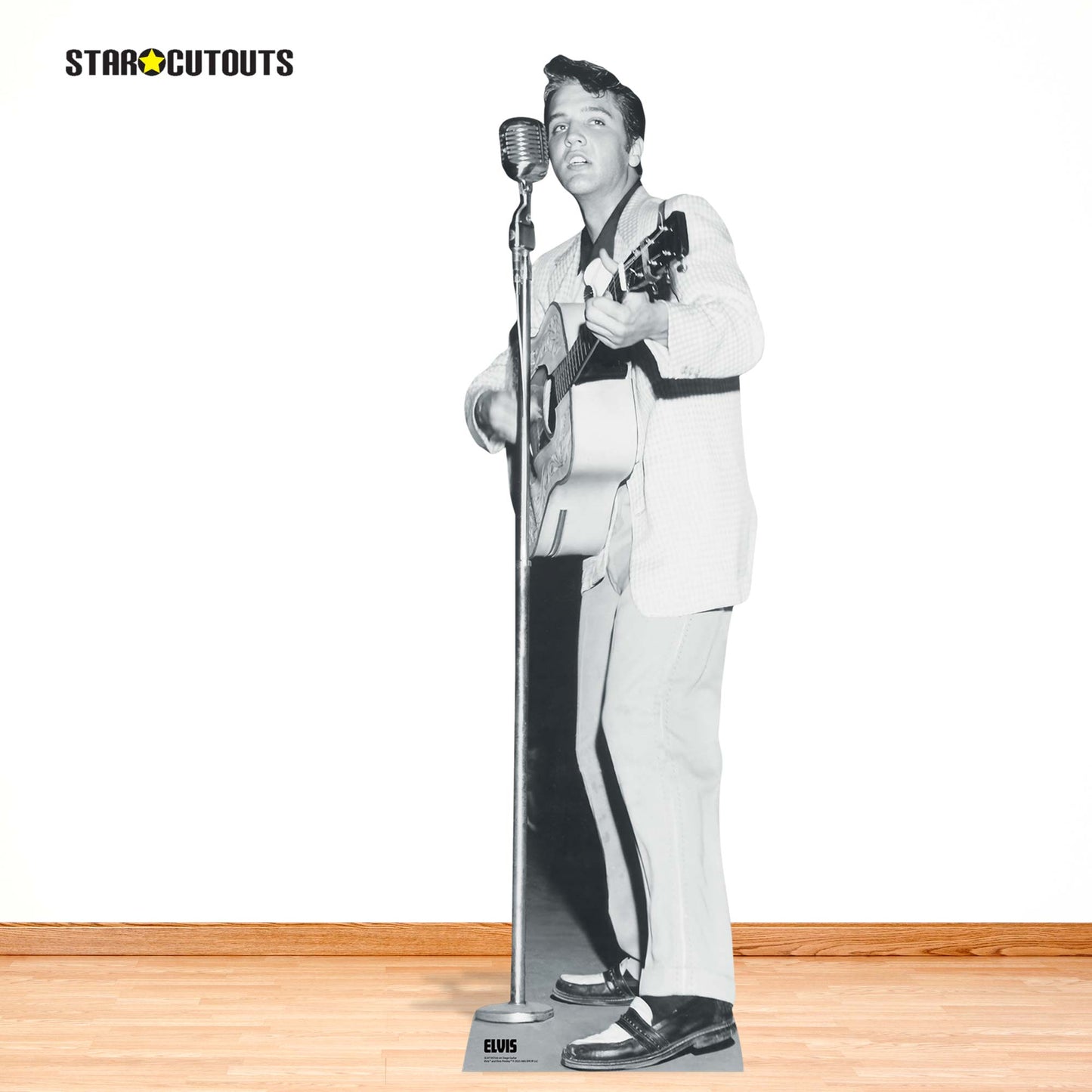 SC4718 Elvis Presley Black & White on Stage Guitar Cardboard Cut Out Height 184cm